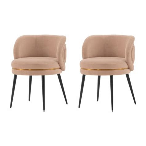 Manhattan Comfort Modern Kaya Pleated Velvet Dining Chair In Nude Set Of Nude Lx