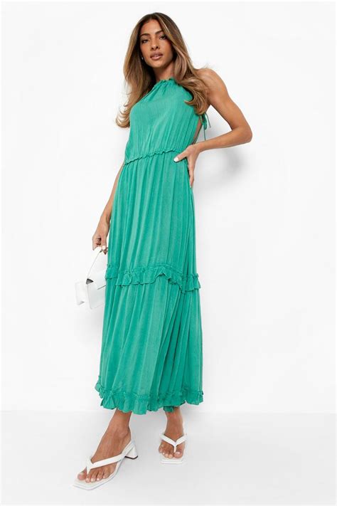 Cheesecloth Tiered Strappy Maxi Dress Boohoo Ie