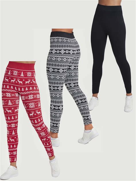 Under Control Women's Fair Isle Thermal Leggings (3 Pack) - Walmart.com