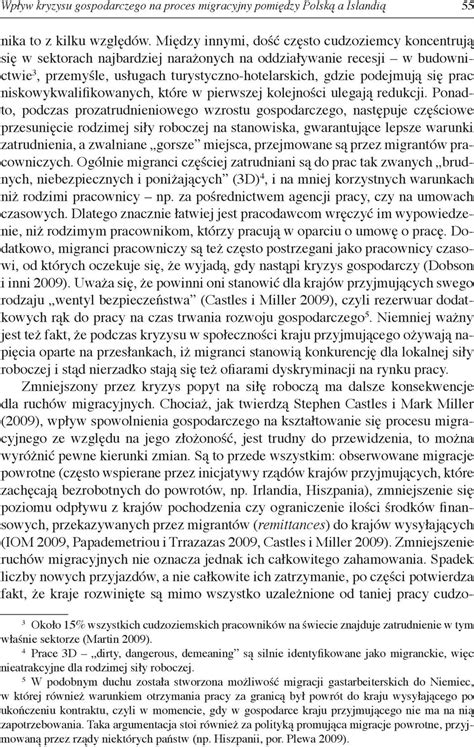 Wp Yw Kryzysu Gospodarczego Na Proces Migracyjny Pomi Dzy Polsk A