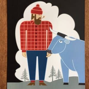 Paul Bunyan And Babe The Blue Ox 18x 24 Poster Etsy