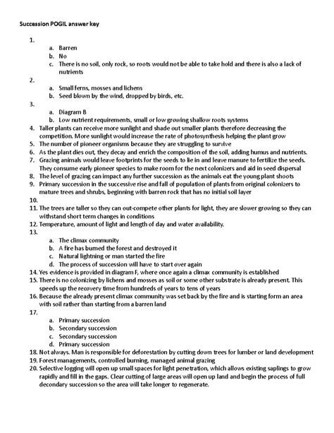 Pogil Succession Answer Key