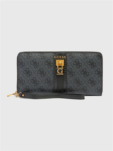 Черно портмоне GINEVRA с 4G лого детайли на марката GUESS ...