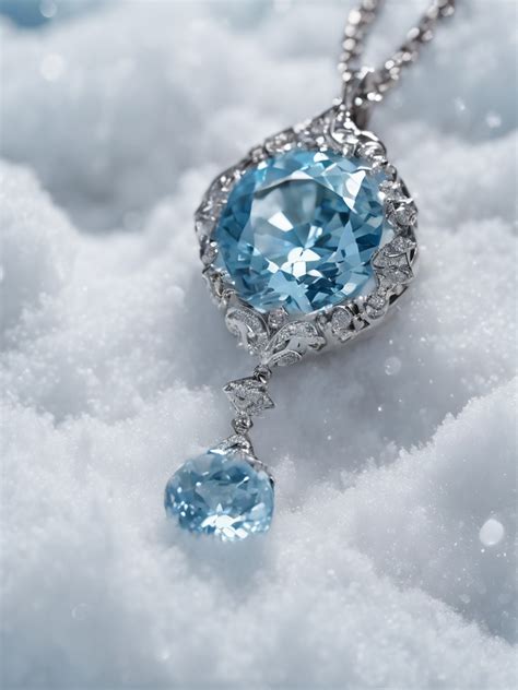 A Baby Blue Diamond Pendant Resting On Fresh White Snow Wallpaper