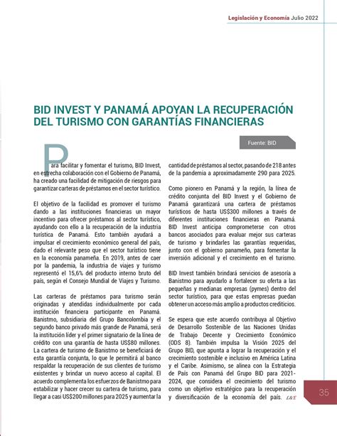 BID INVEST Y PANAMÁ APOYAN LA RECUPERACIÓN DEL TURISMO CON GARANTÍAS