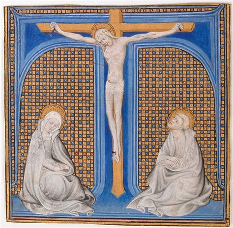 Manuscript Illumination With Crucifixion In An Initial T From Free