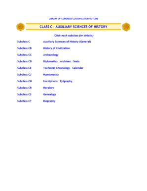 Fillable Online Loc Library Of Congress Classification Outline Class C