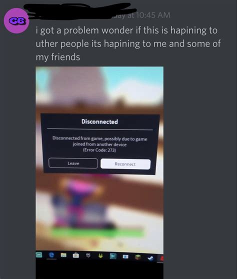 Users Being Disconnected From Game Error Code 273 Engine Bugs