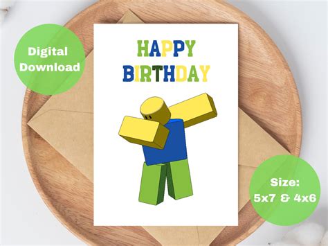 Printable Roblox Happy Birthday Card Roblox Birthday Card Etsy