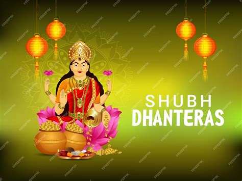 Premium Vector | Happy dhanteras and happy diwali gold coin kalash