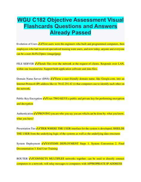 Wgu C Objective Assessment Visual Flashcards Questions And Answers