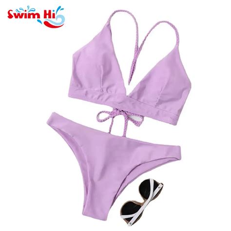 Women S Bikini Solid Set Swimsuit Two Piece Filled Bra Swimwear