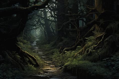 Premium AI Image | Mysterious Woods Where Shadows Lurk