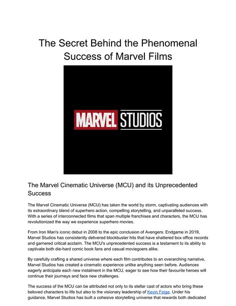 The Secret Behind the Phenomenal Success of Marvel Films | PDF