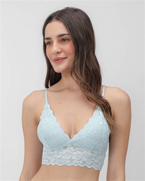 Riachuelo Suti Top Tri Ngulo Bralette De Renda E Bojo Azul Riachuelo