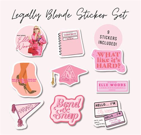 Legally Blonde Elle Woods Individual Or 9 Piece Sticker Set Etsy