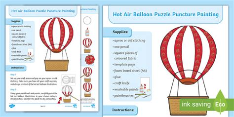 Hot Air Balloon Puzzle Puncture Painting Craft Twinkl