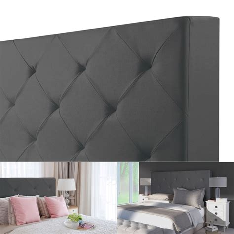 Tête de lit capitonnée PVC gris 160x58 cm Accessoires maison et dé