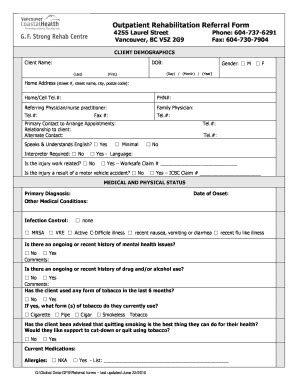 Fillable Online Outpatient Rehabilitation Referral Form Fax Email Print