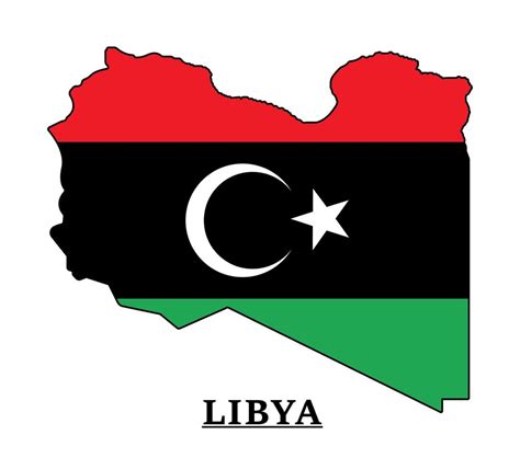 Libya National Flag Map Design Illustration Of Libya Country Flag