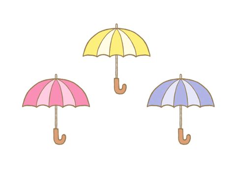 パステルカラー3色のかわいい傘 | 無料イラスト素材｜素材ラボ