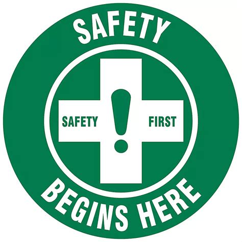 Warehouse Floor Sign - "Safety Begins Here", 17" Diameter S-23681 - Uline