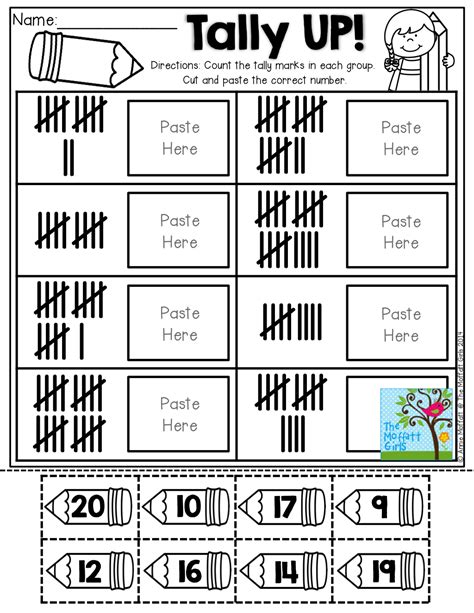 Tally Up Count Cut And Paste The Number That Matches The Tally Mark