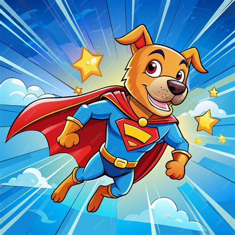 Premium Vector | A cartoon dog in a superhero costume with a red cape