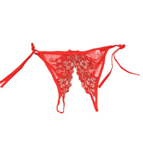 Womens Panties Erotic Embroidery Panties Thong Elasticity Fashion Open Crotch Lingerie Sexy Hot