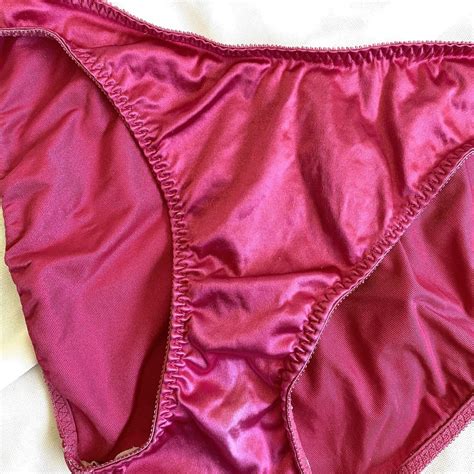 Vintage Shiny PANTIES Bikini Brief Liquid SATIN Second Skin Hot Pink L 7 Hi Cut EBay