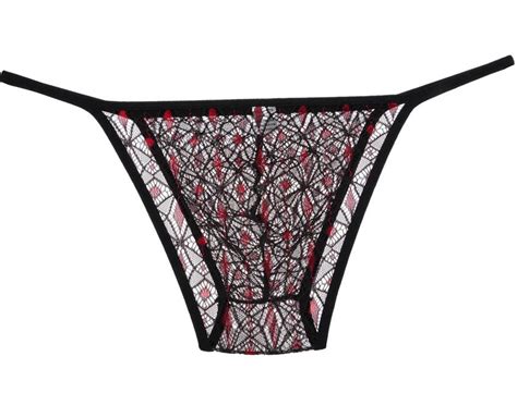 New Men S Lace Bikini Brief Underwear Pouch Briefs Diamond Jacquard Thong Trunks MU X