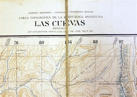 Carta topográfica de la República Argentina Las Cuevas Mendoza