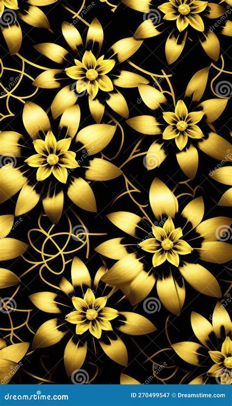 Floral Background with Yellow Flowers on a Black Background. Stock ...