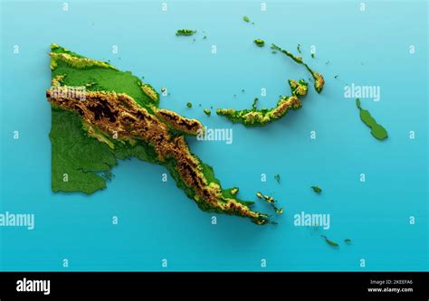 A 3d Render Of A Topographic Papua New Guinea Map With Hypsometric