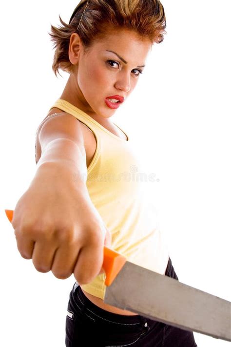 Beautiful Angry Woman Knife Free Stock Photos Stockfreeimages