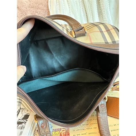 vintage Burberry Brown Haymarket Check Boston Bag Multiple colors Beige ...