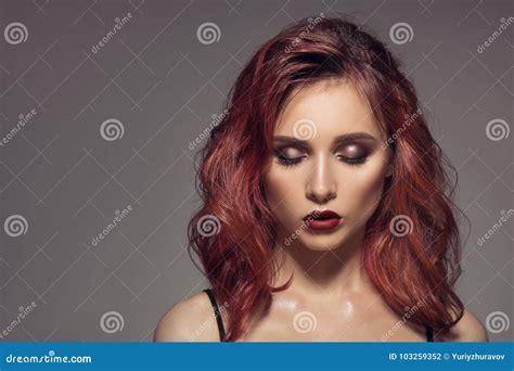 Woman With Long Curly Beautiful Ginger Hair Stock Photo Image Of