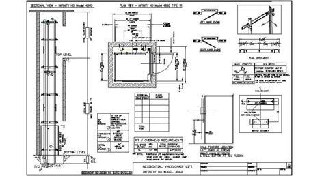 Section And Plan Detail Of Lift Elevator Block 2d View Layout File In