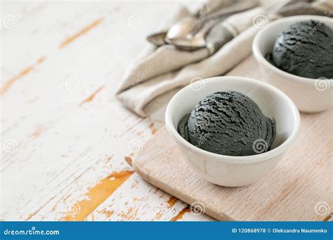 Activated Charcoal Ice Cream Stock Photo - Image of cold, drink: 120868978