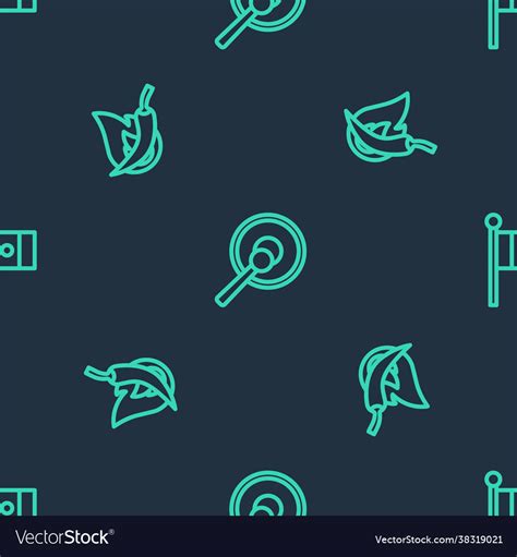 Set Line Gong Hot Chili Pepper Pod And Mexico Vector Image