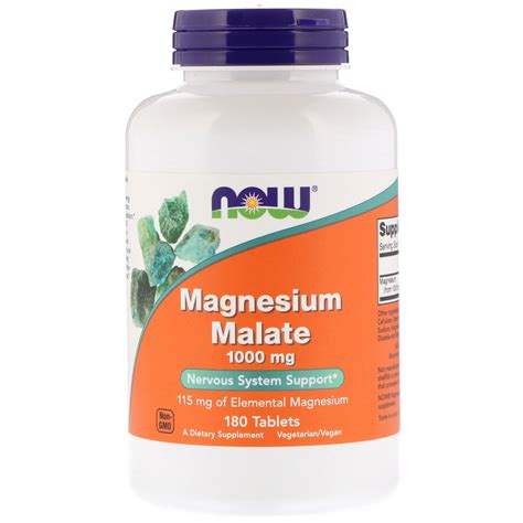 Now Foods Magnesium Malate 1 000 Mg 180 Tablets By IHerb