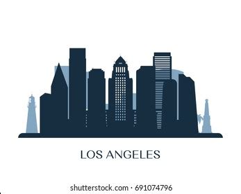 Los Angeles Skyline Monochrome Silhouette Vector Stock Vector (Royalty ...