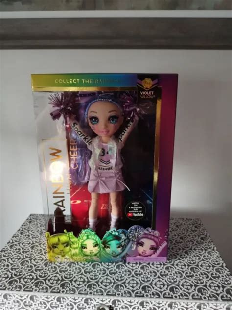 Rainbow High Cheer Violet Willow Fashion Doll Cheerleader Pom Poms