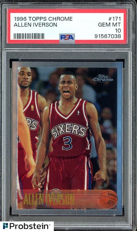 Topps Chrome Allen Iverson Ers Rc Rookie Hof Psa Gem