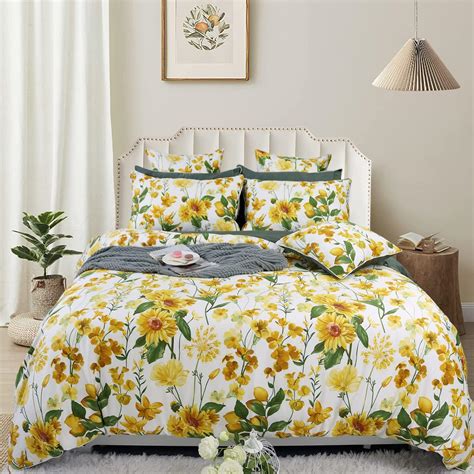 Amazon FADFAY Duvet Cover Set Twin Vintage Sunflower Bedding