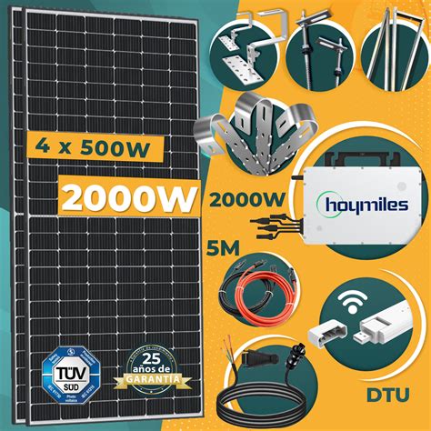 2000W Kit Solar Fotovoltaico Autónomo 4 Solar Panels de 500W