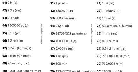Lista De Exercícios - Conversão De Unidades Pdf