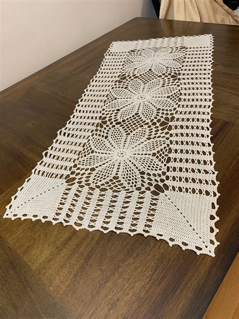 Handmade Crochet Table Runner W/ Flowers - Etsy