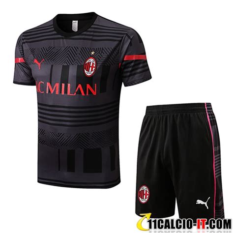 Tutte Le Kit Maglia Allenamento Pantaloncini Ac Milan Grigio