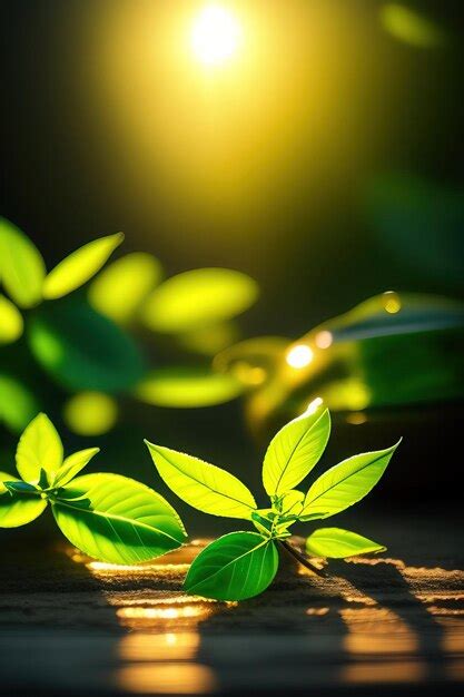 Premium Photo Beautiful Green Tea Leaves With Sunlight Close